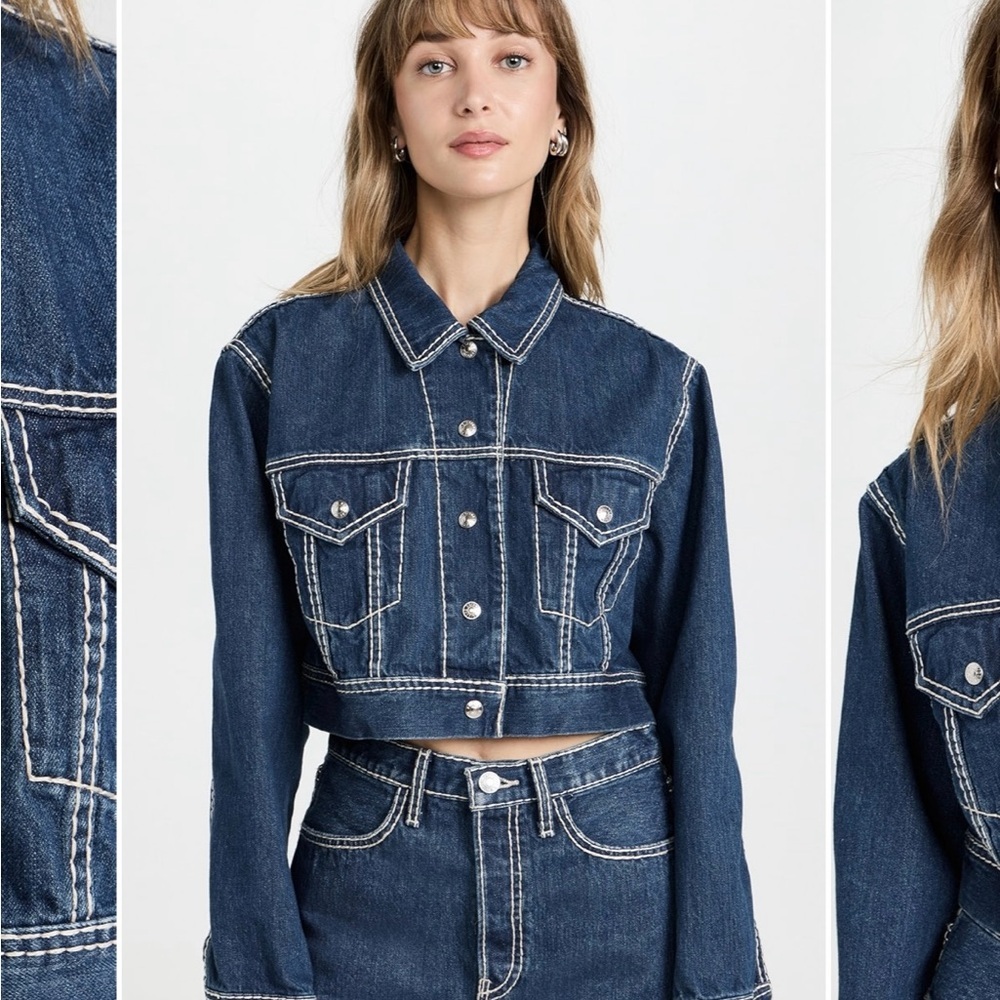 RE/DONE Cropped Denim Trucker Jacket Size M